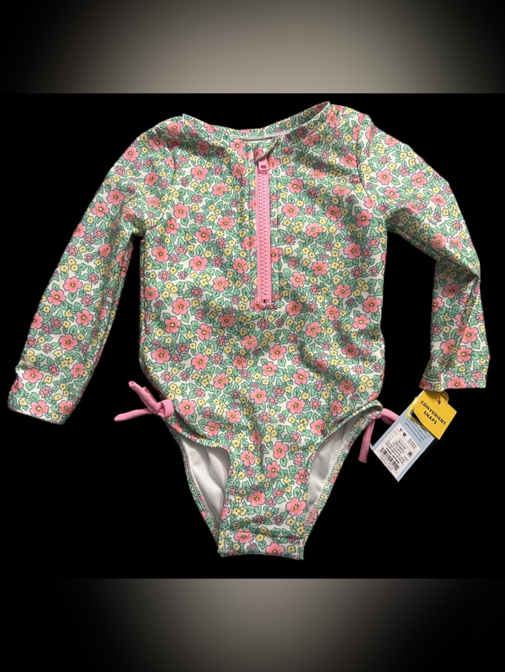 Cat & Jack Toddler Girls' Long Sleeve Half Zip One Piece Rash Guard Swimsuit.